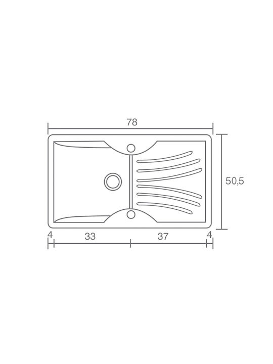 Sanitec Classic Drop-In Spüle aus Verbundgranulat B78xT50cm White
