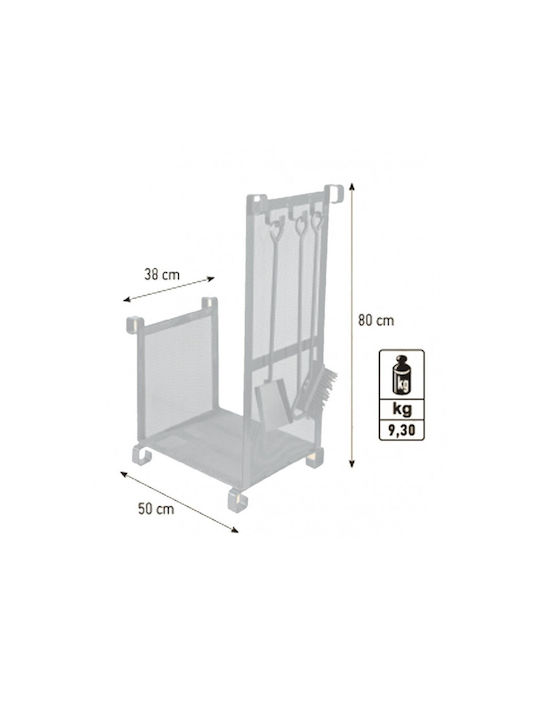 Viometal LTD 531 Монтреал Металик Рафт Съхранение на Дърва 50x38x80см Черен