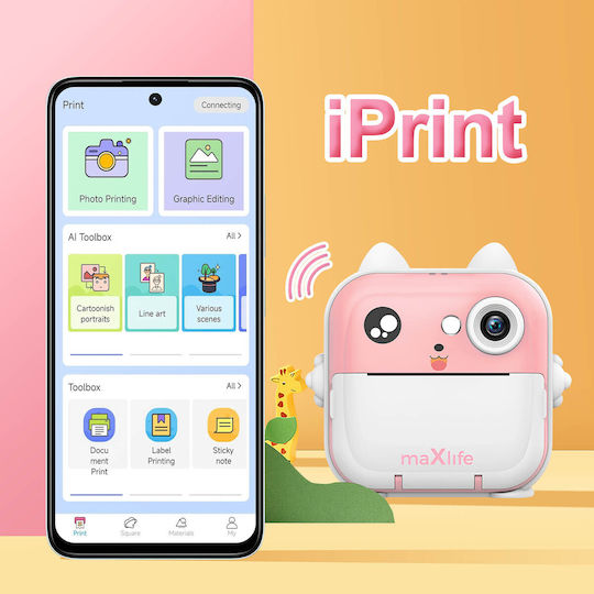 MXPC-100 Children's Camera with Thermal Printing Pink