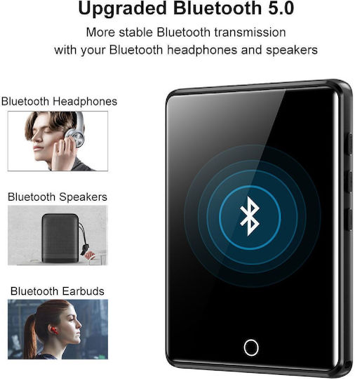 Ruizu MP3 плейър (8GB) с Сензорен Екран 2.8" Черен M6-8GB