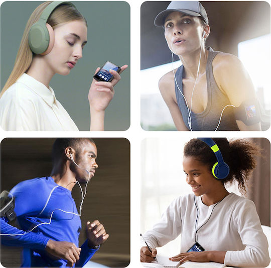 Ruizu MP3 плейър (8GB) с Сензорен Екран 2.8" Черен M6-8GB