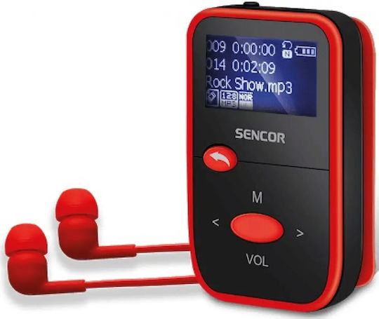 Sencor MP3 Player (8GB) με Οθόνη LCD 1.1" Κόκκινο SFP 4408RD