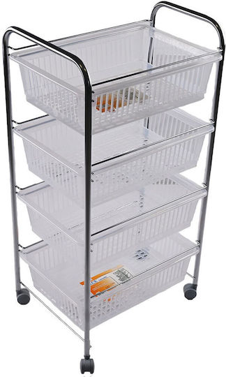 Sidirela Küchenwagen Metallisch Silber 4 Steckplätze 46x35x87cm