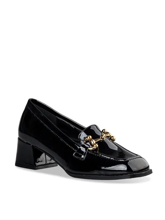 Envie Shoes Patent Leather Women's Loafers in Black Color