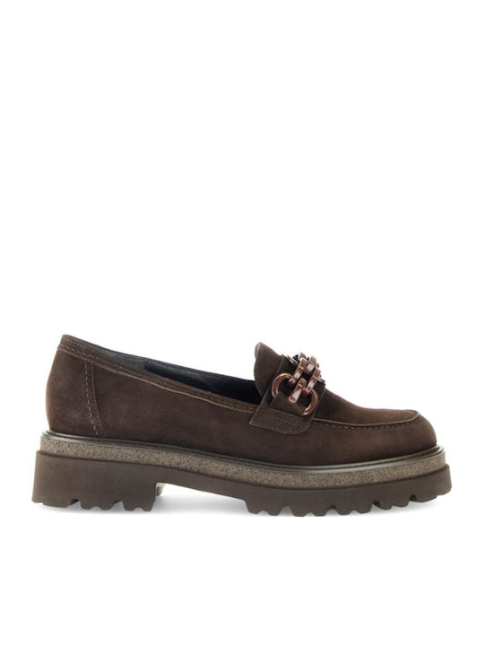 Leder Damen Mokassins in Braun Farbe