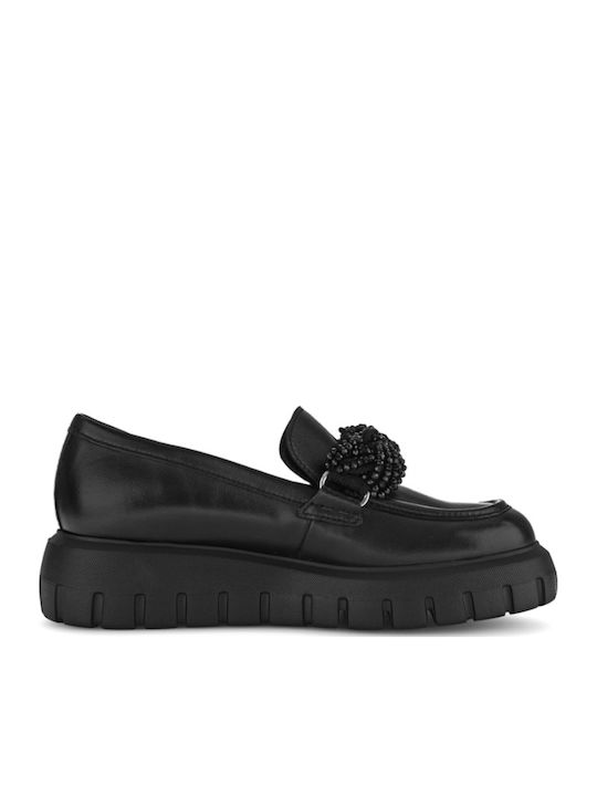 Leder Damen Mokassins in Schwarz Farbe