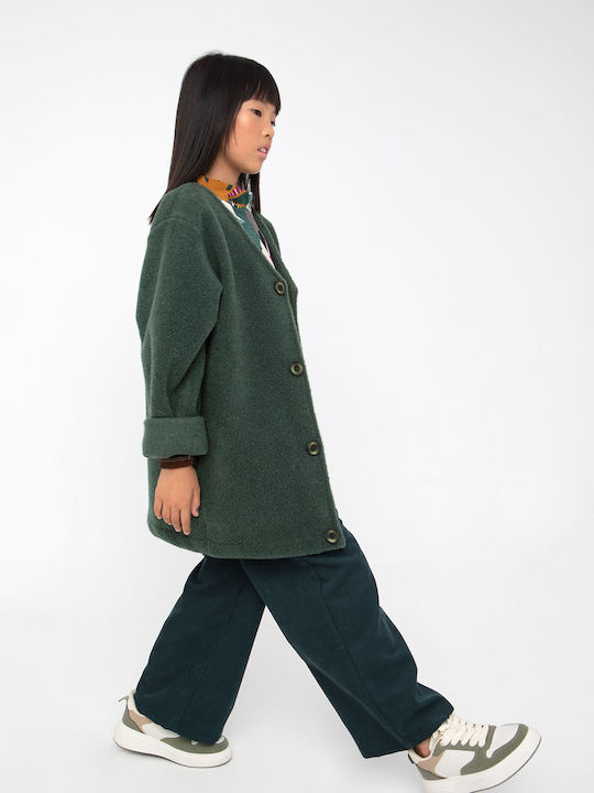 Kinderstrickjacke Zypressengrün
