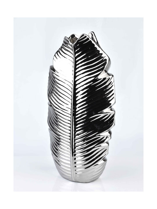 Mondex Vază Decorativă Argint Leaf Argintiu 17x7.5x7.5cm 1buc