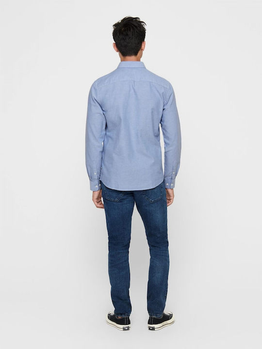 Only & Sons Long-sleeved Cotton Shirt Light Blue