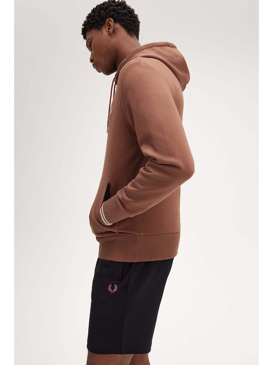 Fred Perry Tipped Sweatshirt with Hood Brown