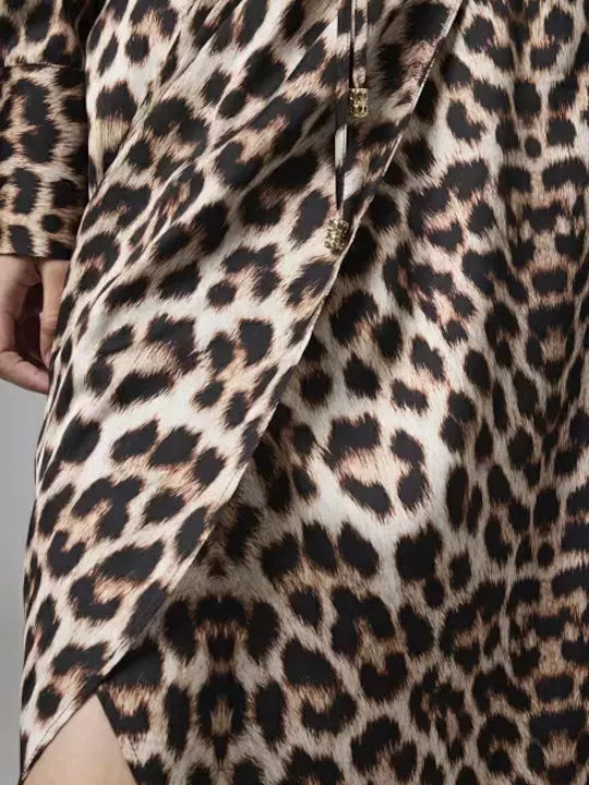 Ψηλόμεση Midi Φούστα Φάκελος Λεοπάρ Animal Print