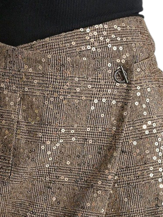 High-waisted Mini Skirt Checked Brown