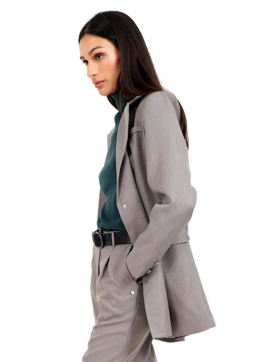 Doca Women's Double Breasted Blazer Grey