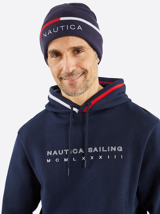 Nautica Beanie Unisex Beanie Knitted in Navy Blue color