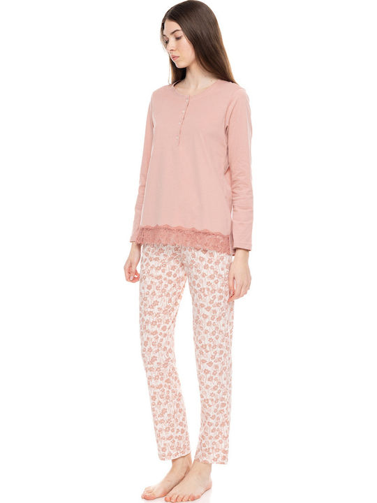 Pink Label Winter Damen Pyjama-Set Pink
