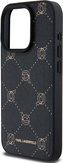 Karl Lagerfeld Karl Head Umschlag Rückseite Leder Schwarz (iPhone 15 Pro)