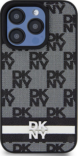 Dkny Pu Leder Karomuster Streifenhülle Iphone 15 Pro Schwarz