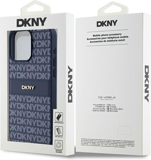 Θήκη Dkny Pu Leather Repeat Pattern Tonal Stripe Case Apple Iphone 15 Pro Max 6.7" Blue