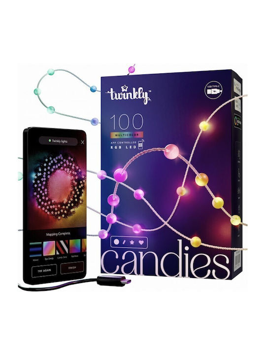 Twinkly Candies Smart Γιρλάντα Φωτισμού LED 6m με 100 Λαμπάκια RGB