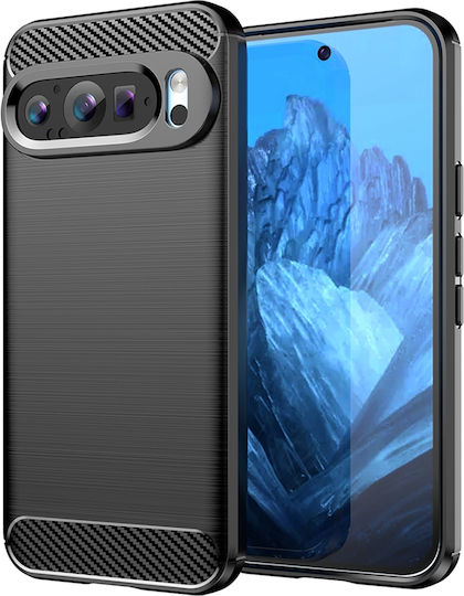 Techsuit Carbon Umschlag Rückseite Silikon Schwarz (Google Pixel 9 / 9 Pro)