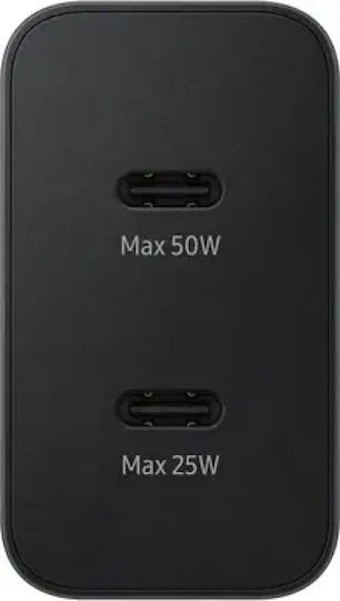 Samsung Charger with 2 USB-C Ports and Cable USB-C - USB-C 50W Power Delivery Blacks (EP-T5020X)