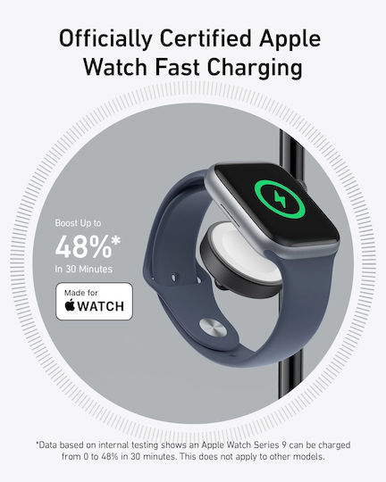 Anker Φορτιστής Magsafe 15W Power Delivery Μαύρος (MagGo Stand 3-in-1)