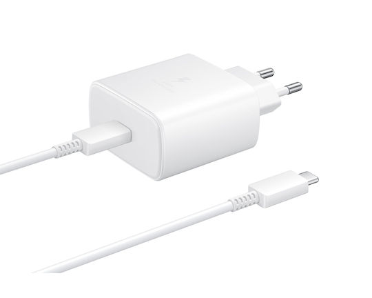 Samsung Ladegerät mit USB-C Anschluss und Kabel USB-C - USB-C 45W Weißs (EP-TA845EWE + EP-DW767JWE Bulk)