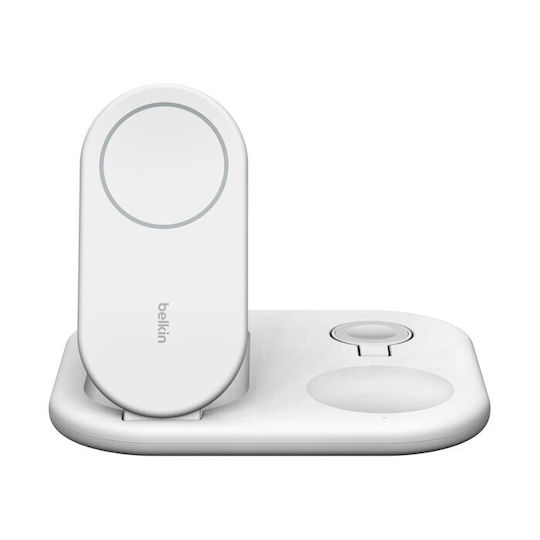 Belkin Wireless Charger Qi2 15W Whites (BoostCharge 3-in-1 Magnetic Foldable Qi2)