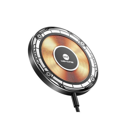 WK Încărcător Wireless (Qi Pad) și Cablu USB-C 15W Negruς (WP-U99)