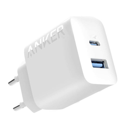 Anker Ladegerät ohne Kabel mit USB-A Anschluss und USB-C Anschluss 20W Weißs (312)