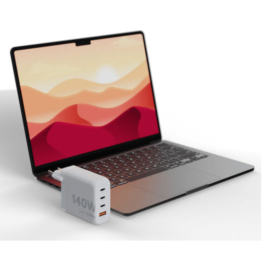 Xtorm Φορτιστής Χωρίς Καλώδιο GaN με Θύρα USB-A και 3 Θύρες USB-C 140W Power Delivery / Quick Charge 3.0 Λευκός (XEC140 GaN2 Ultra)