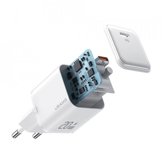 Usams Charger Without Cable with USB-C Port 20W Power Delivery Purple (CC183)