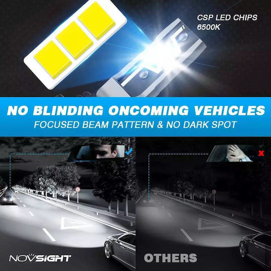 NovSight Λάμπες Αυτοκινήτου H4 LED 6500K Ψυχρό Λευκό 12V 50W 2τμχ