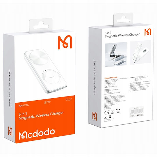 Mcdodo Wireless Charger (Qi Pad) and Cable USB-C 15W Whites (CH-1150)