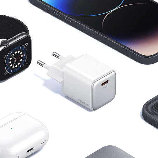 Usams Charger Without Cable with USB-C Port 20W Power Delivery Blacks (CC183)