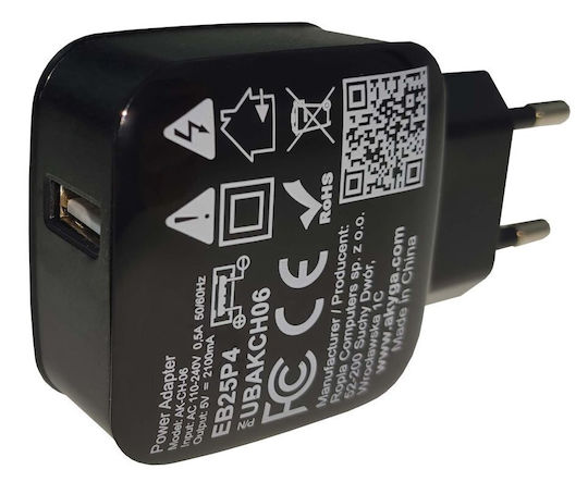 Akyga Зарядно Устройство Без Кабел с USB-A Изходен Порт Черно (AK-CH-06)