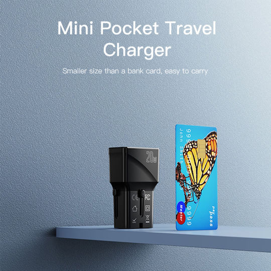 Yesido Încărcător Fără Cablu cu Port USB-A și Port USB-C 20W Negruς (Mc17)