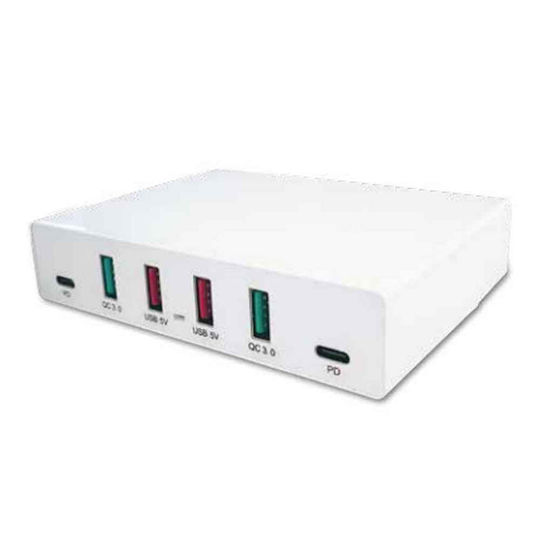 Lineme Charging Stand with 4 USB-A Ports and 2 USB-C Ports 72W in White color (80-00144)