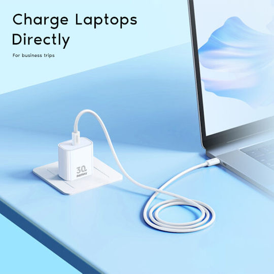 Remax Charger GaN with USB-C Port and Cable USB-C 30W Whites