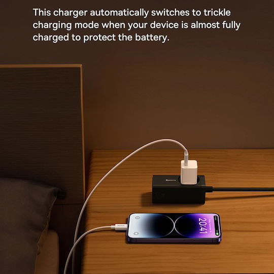 Baseus GaN с USB-C порт и кабел USB-C - USB-C 30W Cluster Black (Gan5)