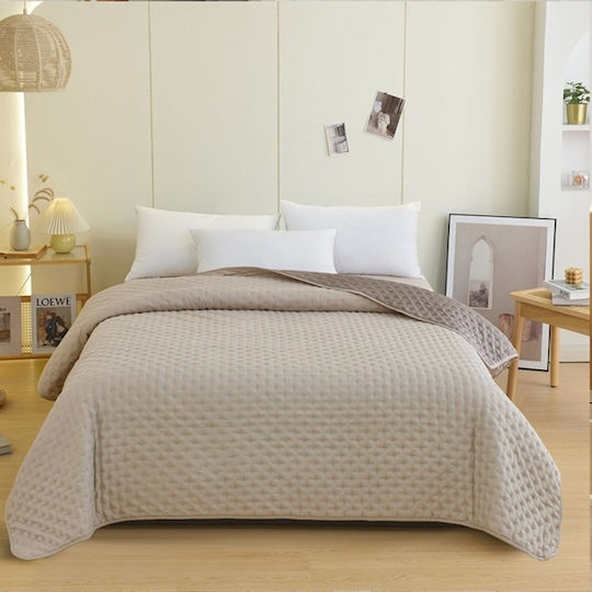 Melinen Renzo Κουβερλί King Size Microfiber Ecru / Grey 260x240cm