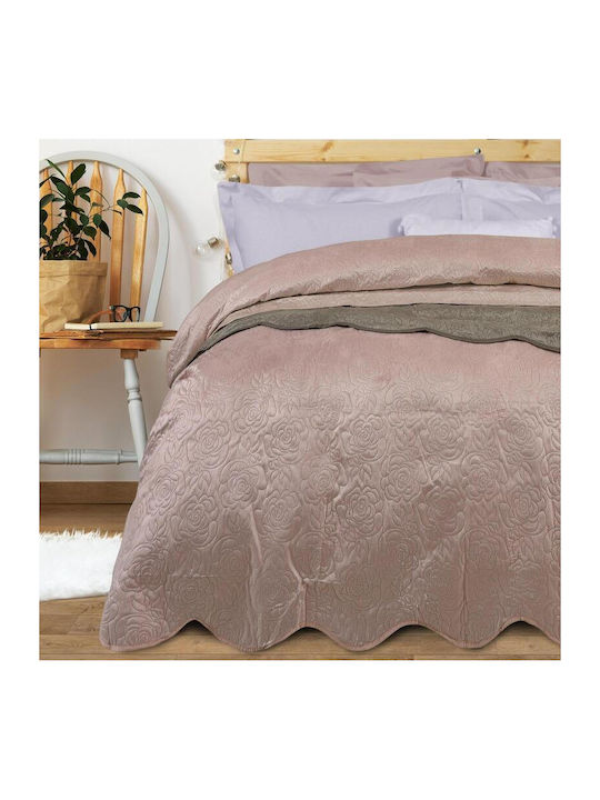 Das Home Velvet Line 9329 Κουβερλί Υπέρδιπλο Microfiber Ροζ 220x240cm