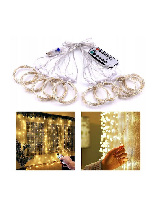 300 Λαμπάκια LED 3μ. x 300εκ. Θερμό Λευκό τύπου Κουρτίνα