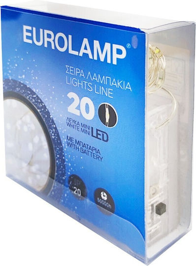 20 Lămpițe LED 1.9m. Albe Baterie tip Șir 1buc