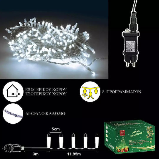 240 Светлини LED 15m. Хладен бял тип Лента 1бр