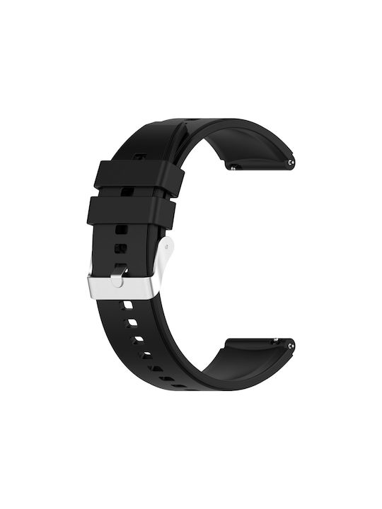 Huawei Watch GT Runner Armband Verstärktes Silikon Silberne Schnalle Schwarz