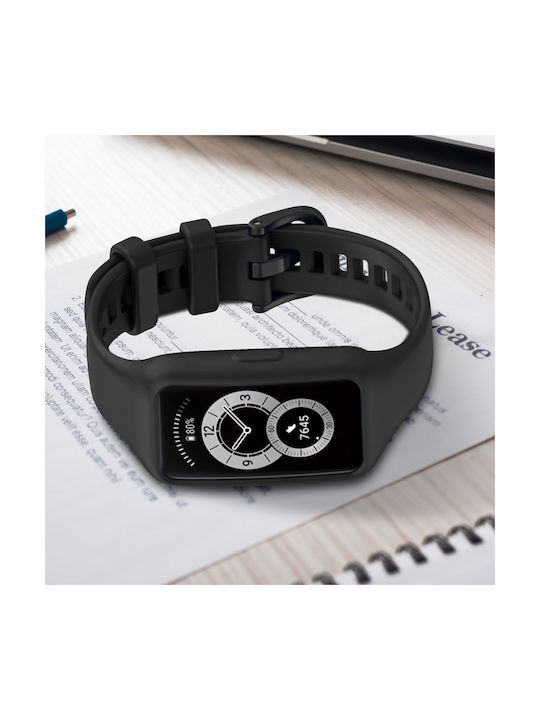 Huawei Band 7 6 Pro Honor Band 6 Armband Flexibles Silikon Schwarz