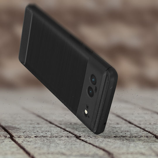 Google Pixel 6 Verstärkte Flexible Hülle Gebürsteter Carbon-Effekt Schwarz