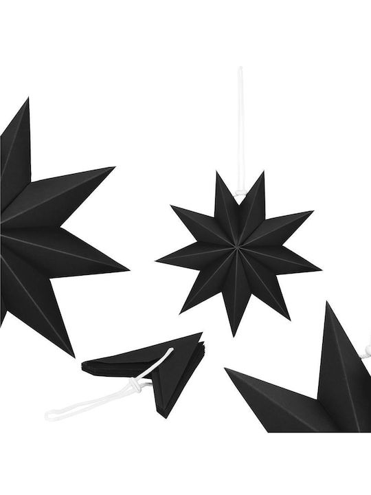 Crăciunesc Decorativ Suspendata Stea Hârtie Negru 3x3buc 1buc