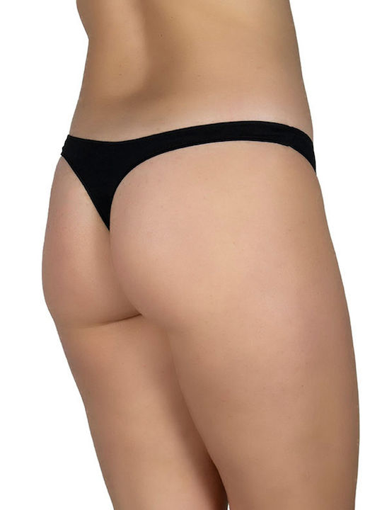 Βαμβακερά Γυναικεία String 3Pack χωρίς Ραφές Μαύρα